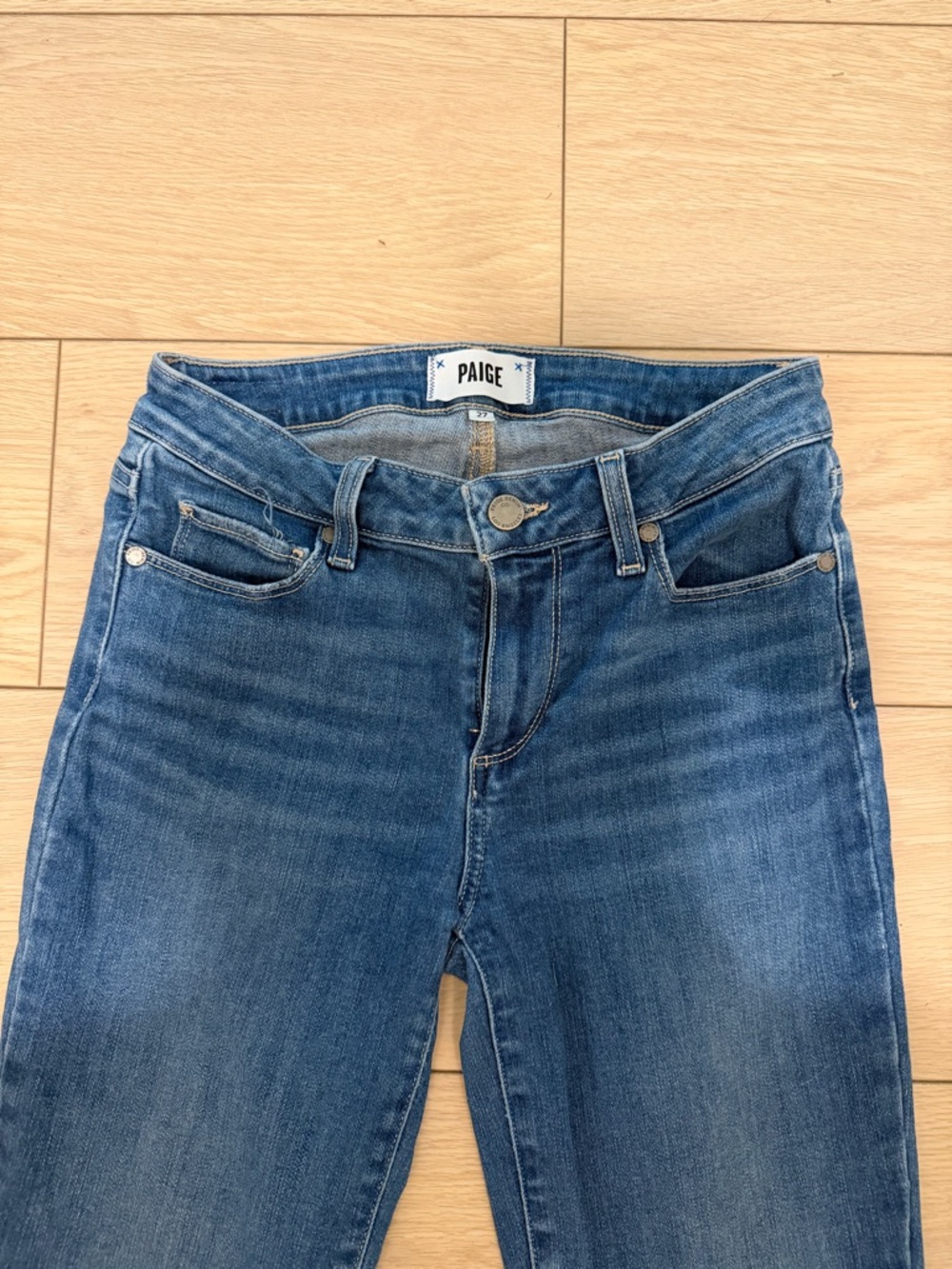 PAIGE High Rise Kylie Crop Blue Stretch Denim Jeans